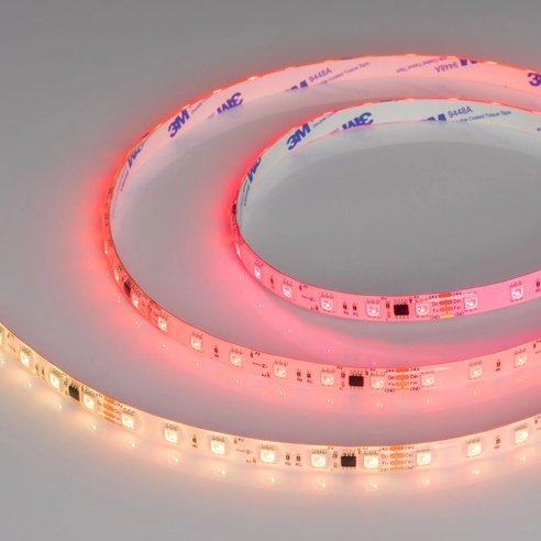 Лента светодиодная герметичная SPI-SE-B60-10mm 24V RGB-PX6-BPT (12 W/m, IP65, 5060, 5m) (Arlight, бегущий огонь)