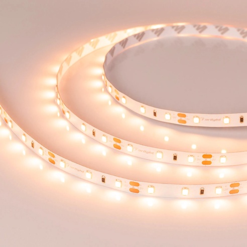 Лента светодиодная RT-A60-8mm 12V Warm2400 (7.2 W/m, IP20, 2835, 5m) (Arlight, 7.2 Вт/м, IP20)