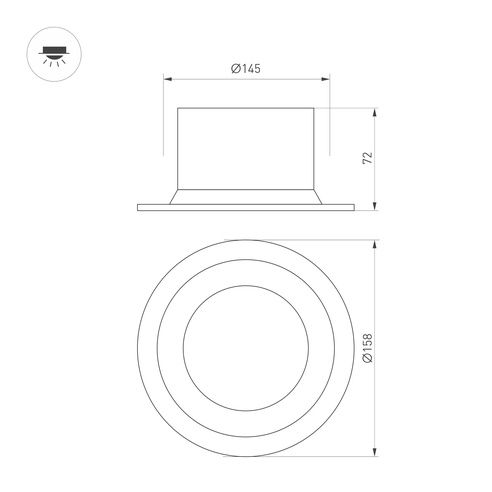 Светильник MS-DROP-BUILT-R158-30W Day4000 (WH, 90 deg, 230V) (Arlight, IP54 Металл, 5 лет)