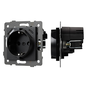Механизм розетки с USB зарядкой SCT-MUAC-PL-BK-V (250V, 16A) (Arlight, -)
