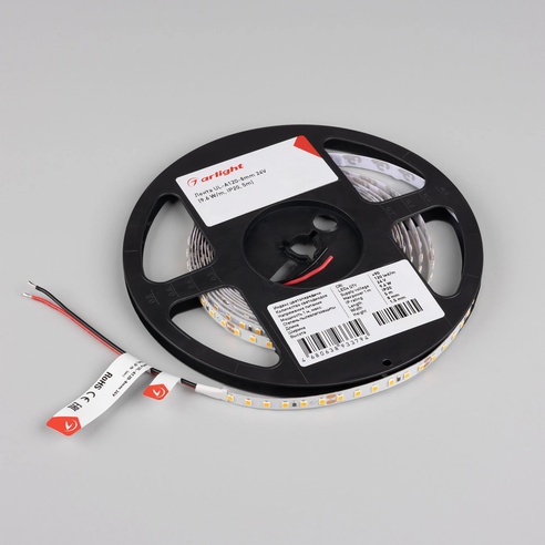 Лента UL-A120-8mm 24V Warm2400 (9.6 W/m, IP20, 5m) (Arlight, 7 лет)