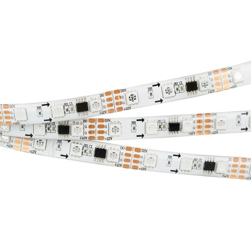 Лента светодиодная SPI-5000SE-5060-60 12V Cx3 RGB-Auto (10mm, 13.2W/m, IP65) (Arlight, Закрытый, IP65)