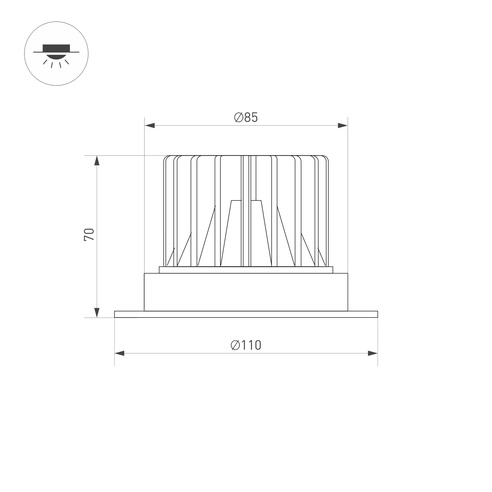 Светильник MS-ATLAS-TRIMLESS-R70-12W Warm3000 (BK, 32deg, 230V) (Arlight, IP20 Металл, 5 лет)