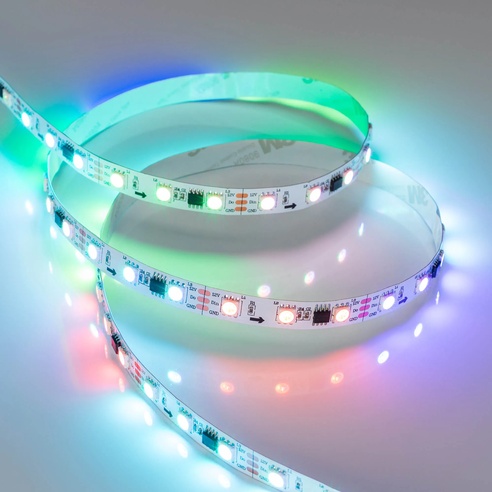 Лента светодиодная SPI-B60-10mm 12V RGB-PX3 (14.4 W/m, IP20, 5060, 5m) (Arlight, Открытый, IP20)