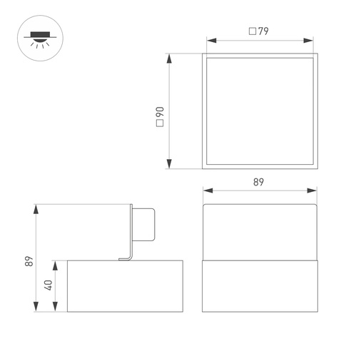Светильник DL-GRIGLIATO-S90x90-6W Warm3000 (BK, 90 deg, 230) (Arlight, IP40 Металл, 5 лет)