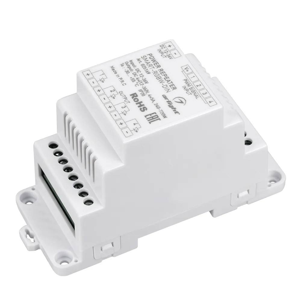 Усилитель SMART-RGBW-DIN (12-36V, 4x5A) (Arlight, IP20 Пластик, 5 лет) - изображение товара