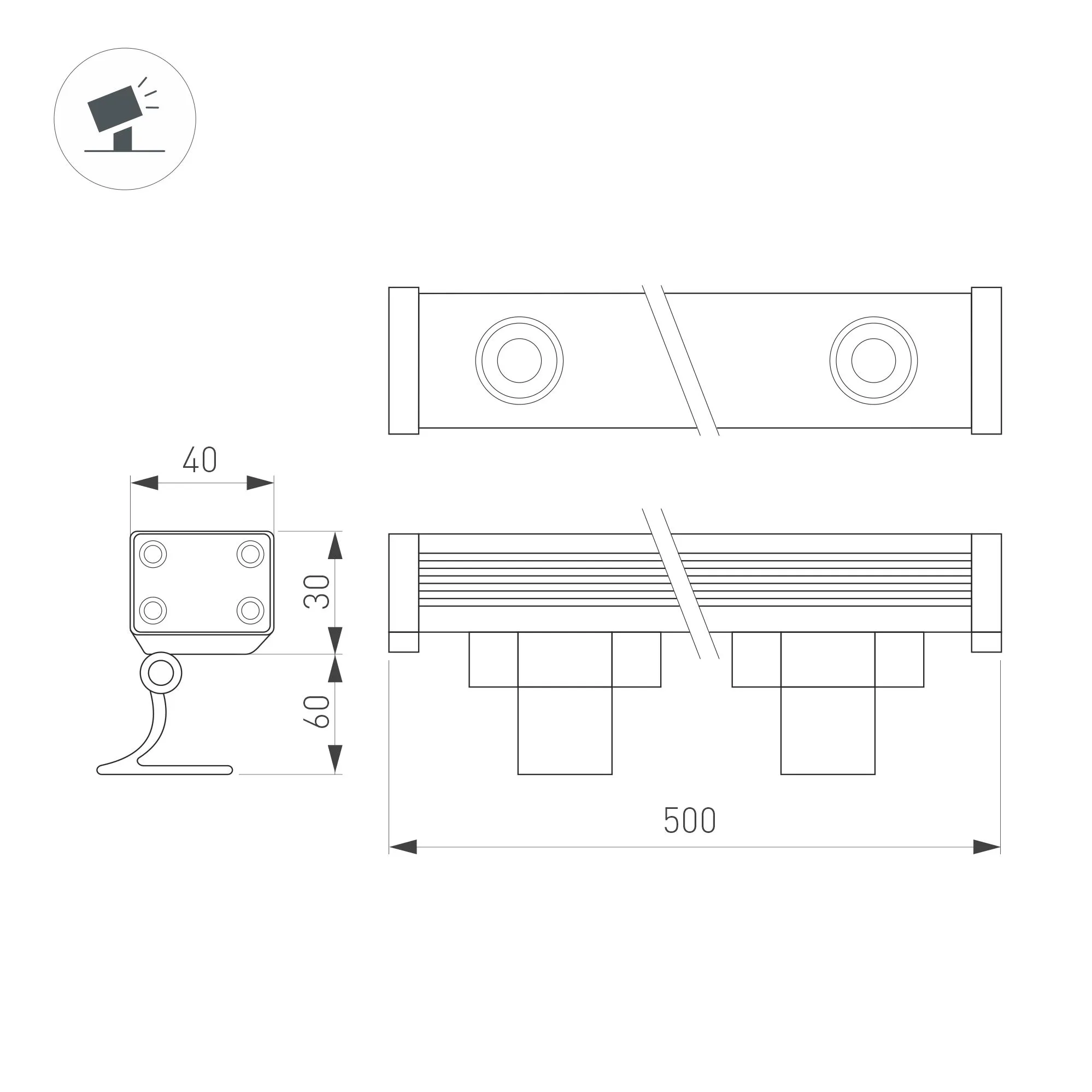 Светодиодный прожектор AR-LINE-500S-9W-220V Day (Grey, 30 deg) (Arlight, Закрытый)