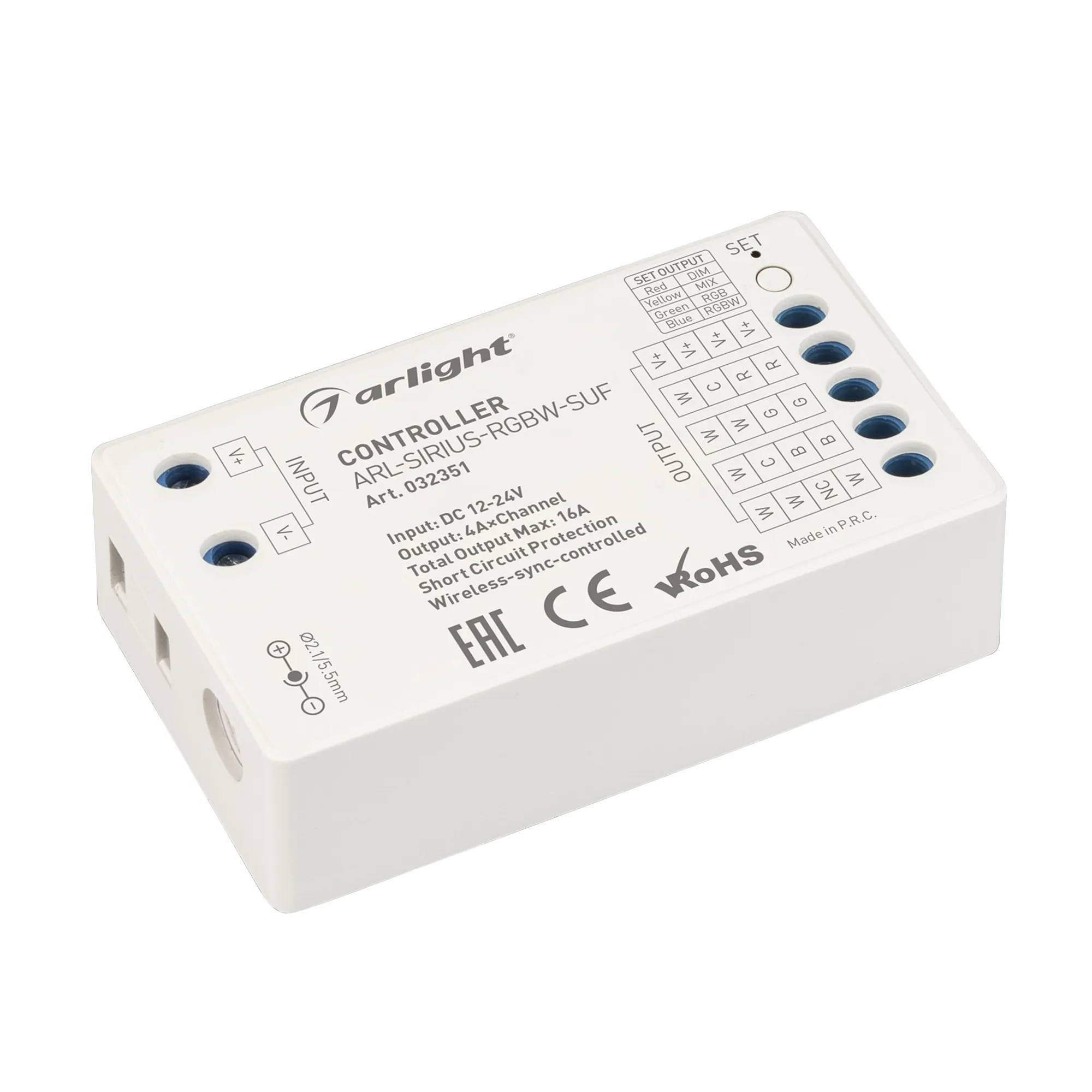 Контроллер ARL-SIRIUS-RGBW-SUF (12-24V, 4x4A, 2.4G) (Arlight, IP20 Пластик, 3 года) - изображение товара