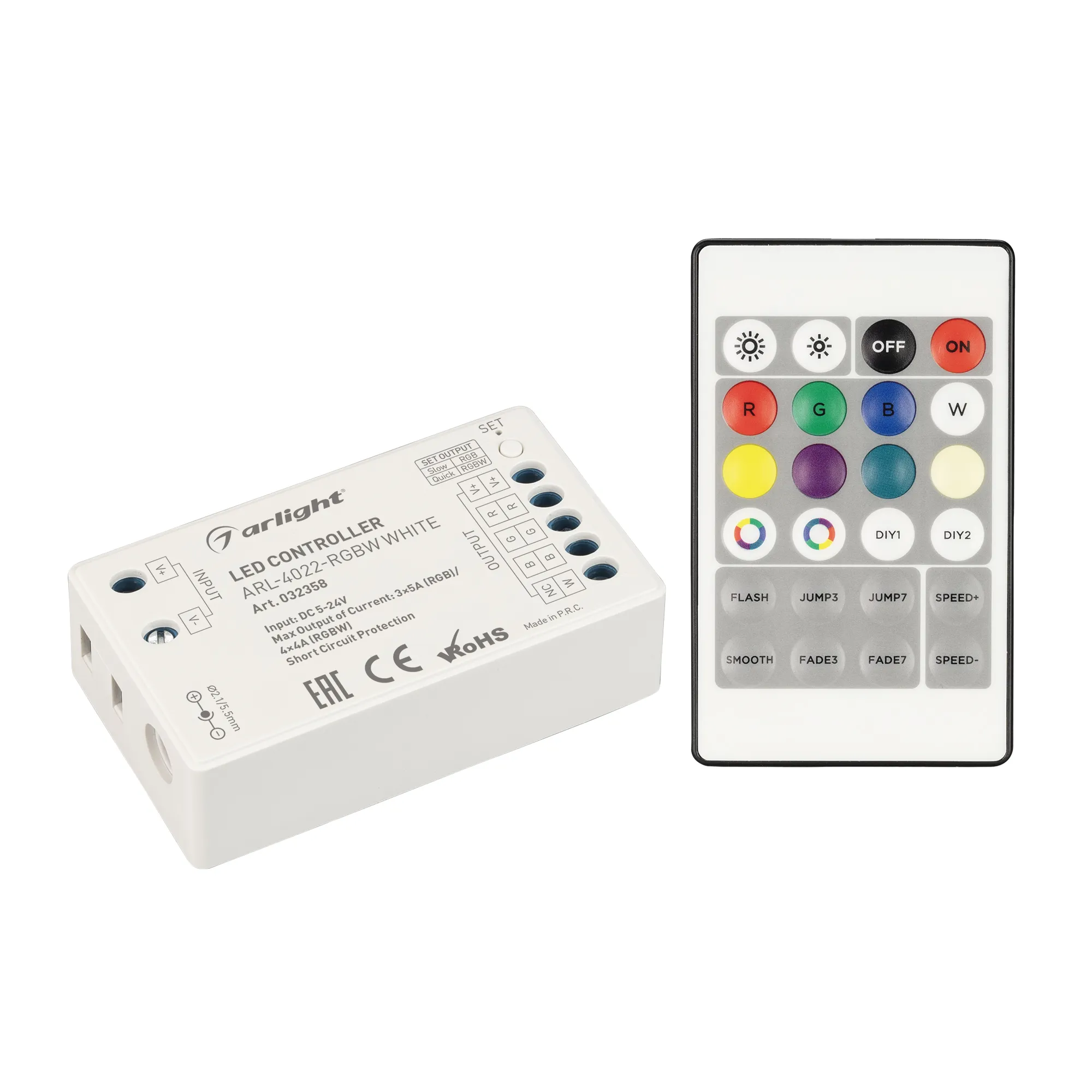 Контроллер ARL-4022-RGBW White (5-24V, 4x4A, ПДУ 24кн, RF) (Arlight, IP20 Пластик, 3 года) - изображение товара