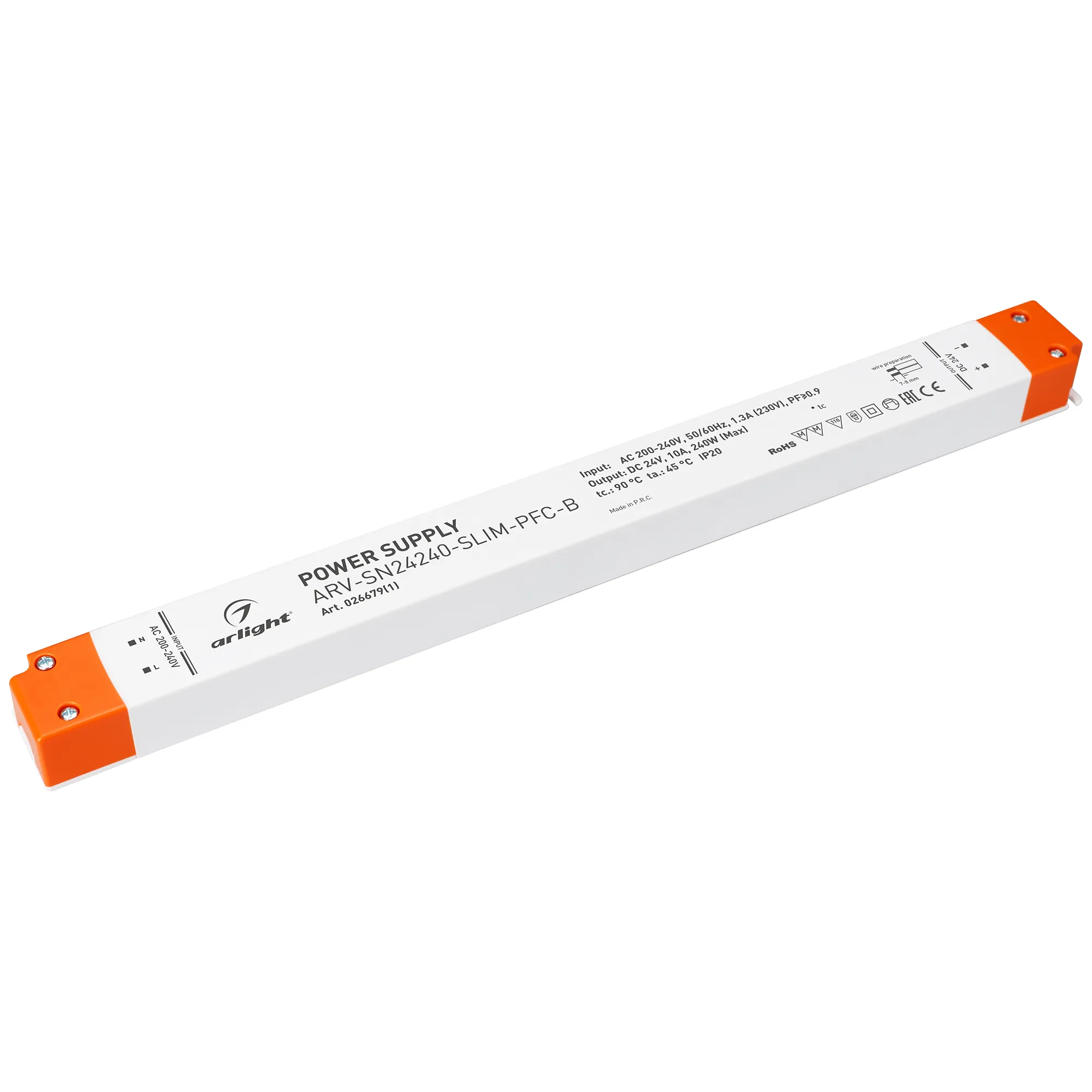 Блок питания ARV-SN24240-SLIM-PFC-B (24V, 10A, 240W) (Arlight, IP20 Пластик, 3 года) - изображение товара