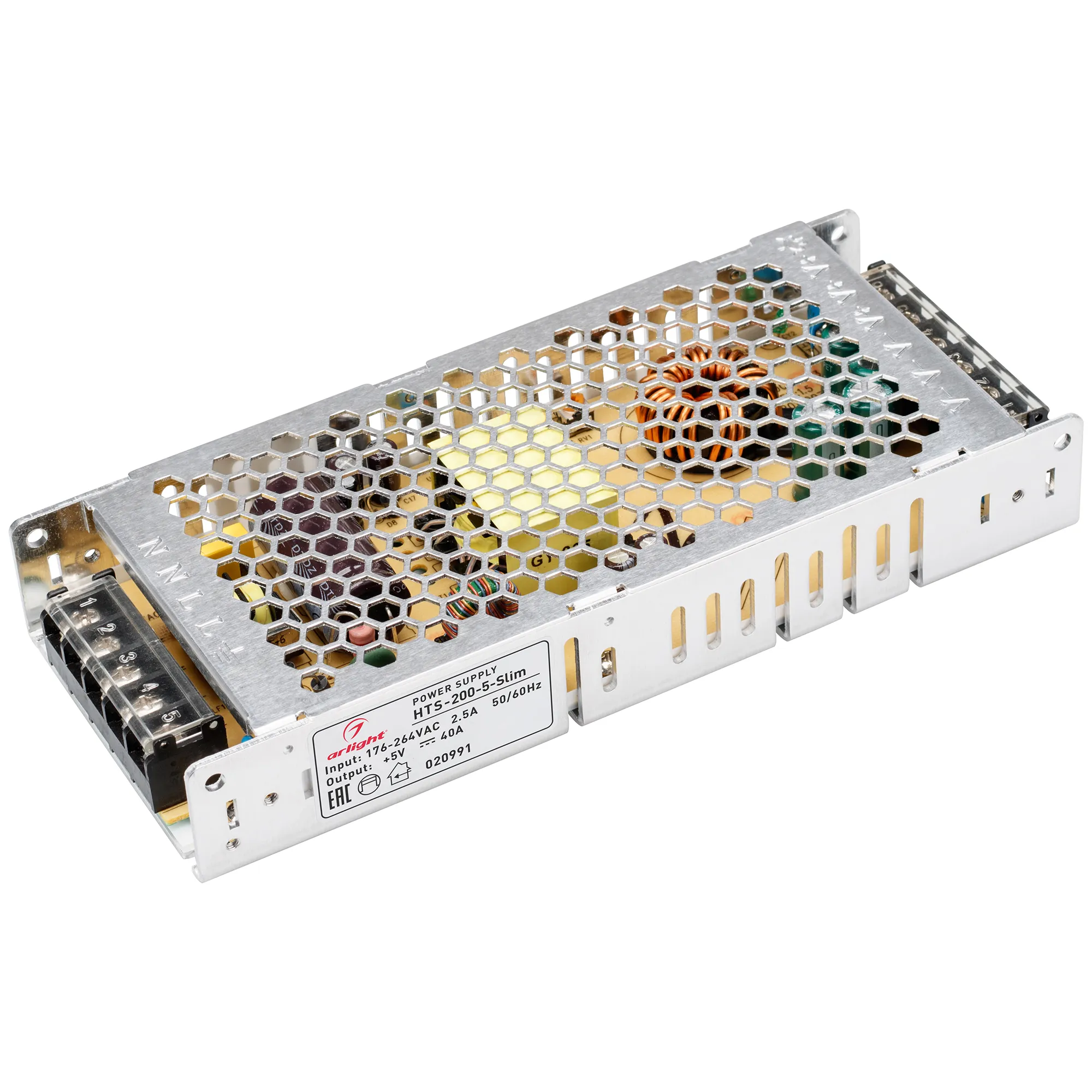 Блок питания HTS-200-5-Slim (5V, 40A, 200W) (Arlight, IP20 Сетка, 3 года) - изображение товара