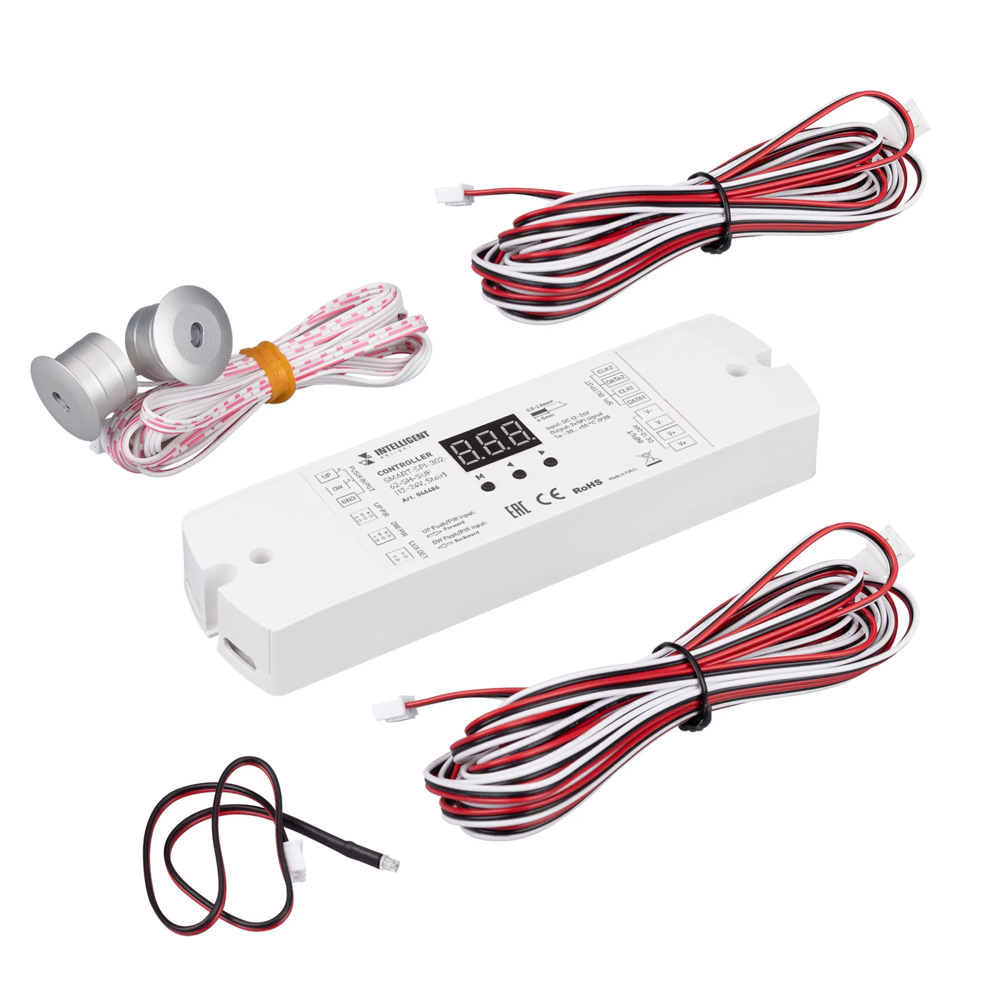 INTELLIGENT ARLIGHT Контроллер лестничный SMART-SPI-302-62-SH-SUF (12-24V, Stair) (IARL, IP20 Пластик, 5 лет) - изображение товара