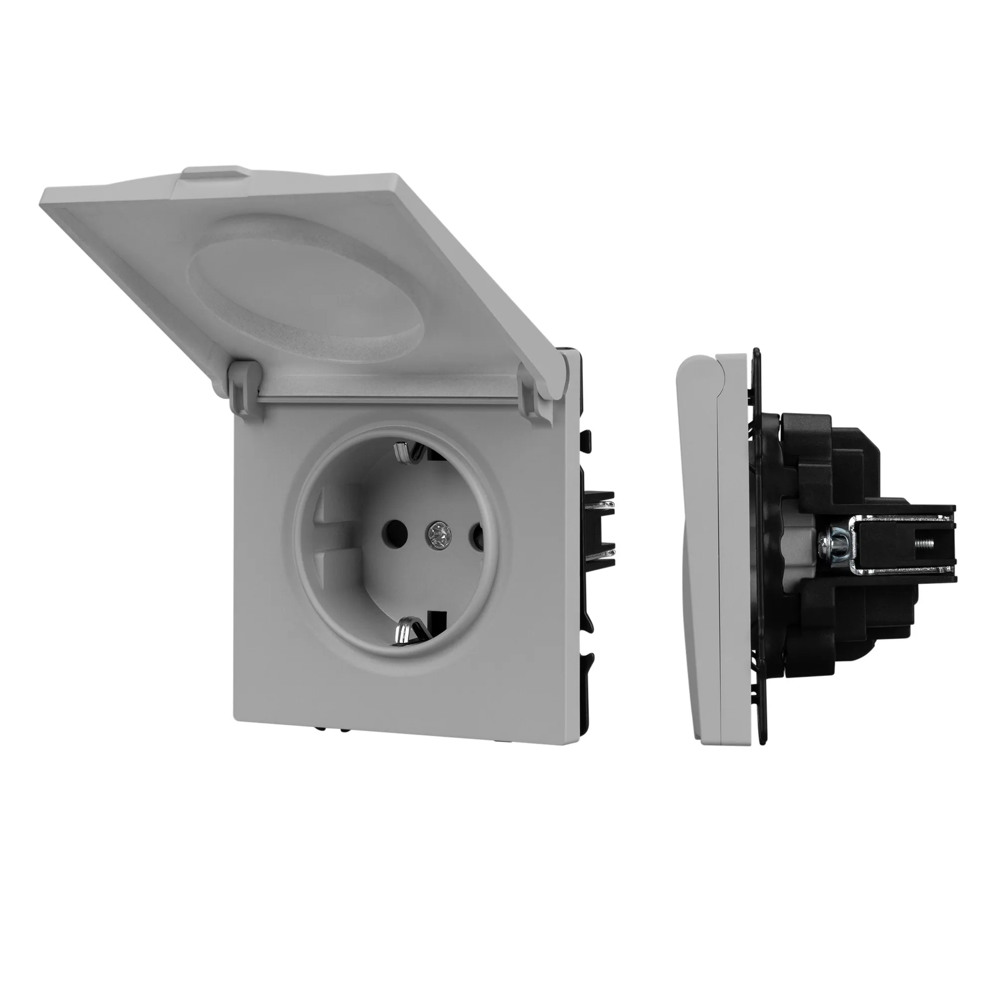 Механизм розетки влагозащищённый SCT-NOBE-MCP-SFPL-IS (230V, 16A) (Arlight, Никель) - изображение товара