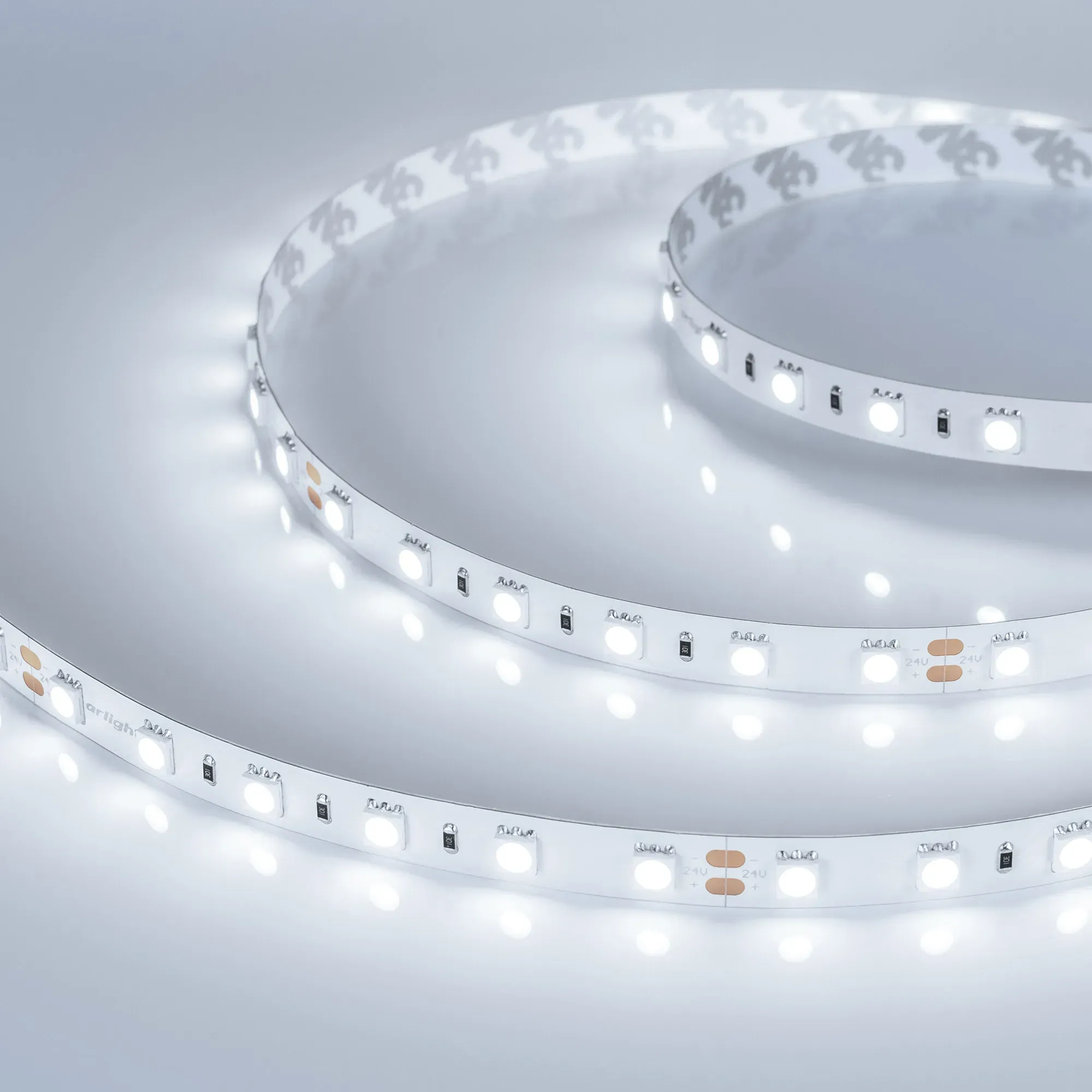 Лента светодиодная RT-B60-10mm 24V Cool 8K (14.4 W/m, IP20, 5060, 5m) (Arlight, 14.4 Вт/м, IP20) - изображение товара