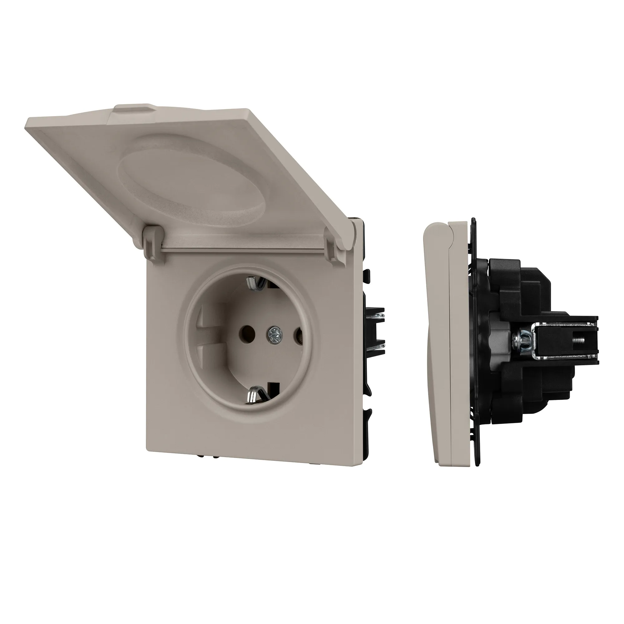 Механизм розетки влагозащищённый SCT-NOBE-MCP-SFPL-CA (230V, 16A) (Arlight, Кашемир) - изображение товара