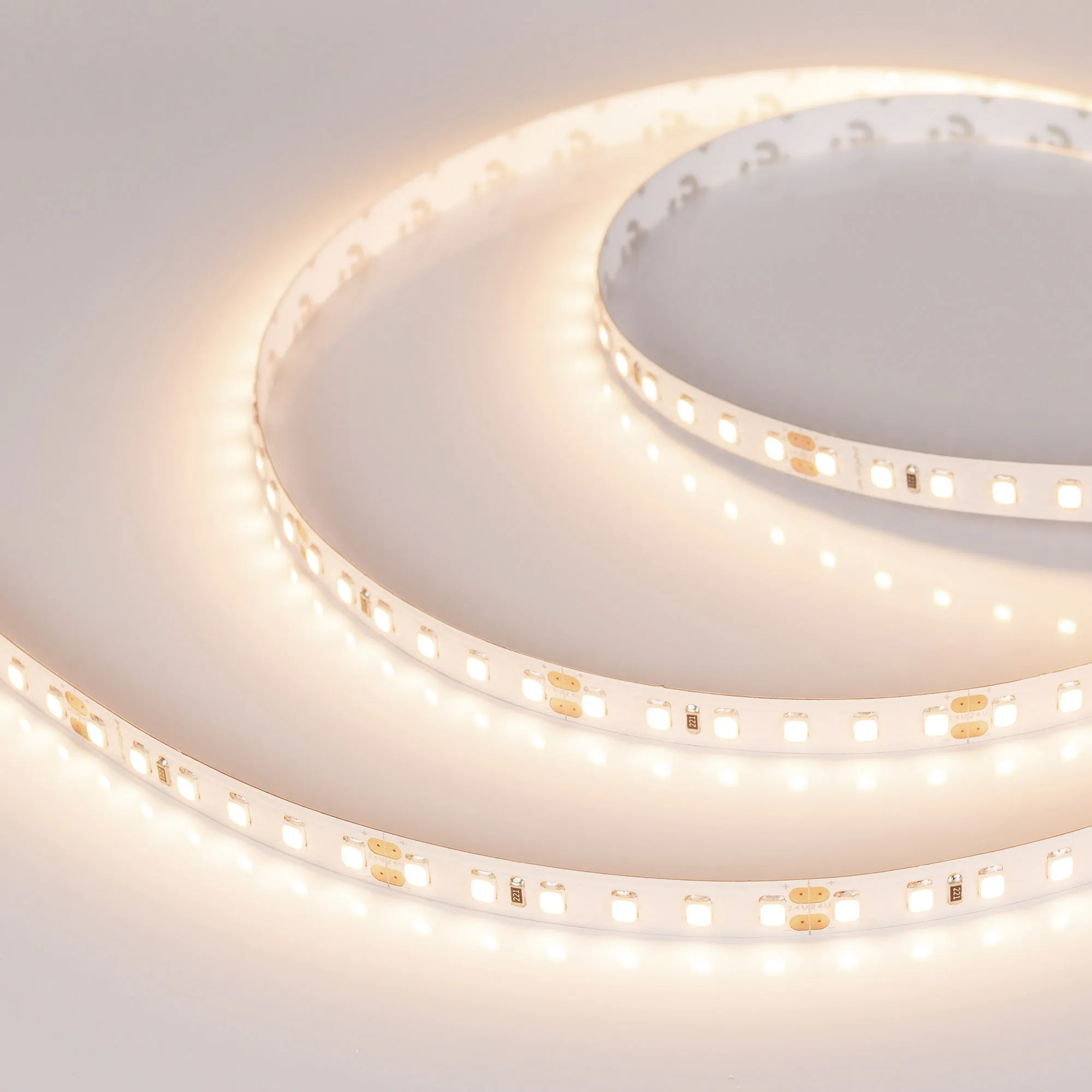 Лента светодиодная RT-A120-8mm 24V Warm3500 (9.6 W/m, IP20, 2835, 5m) (Arlight, Открытый) - изображение товара