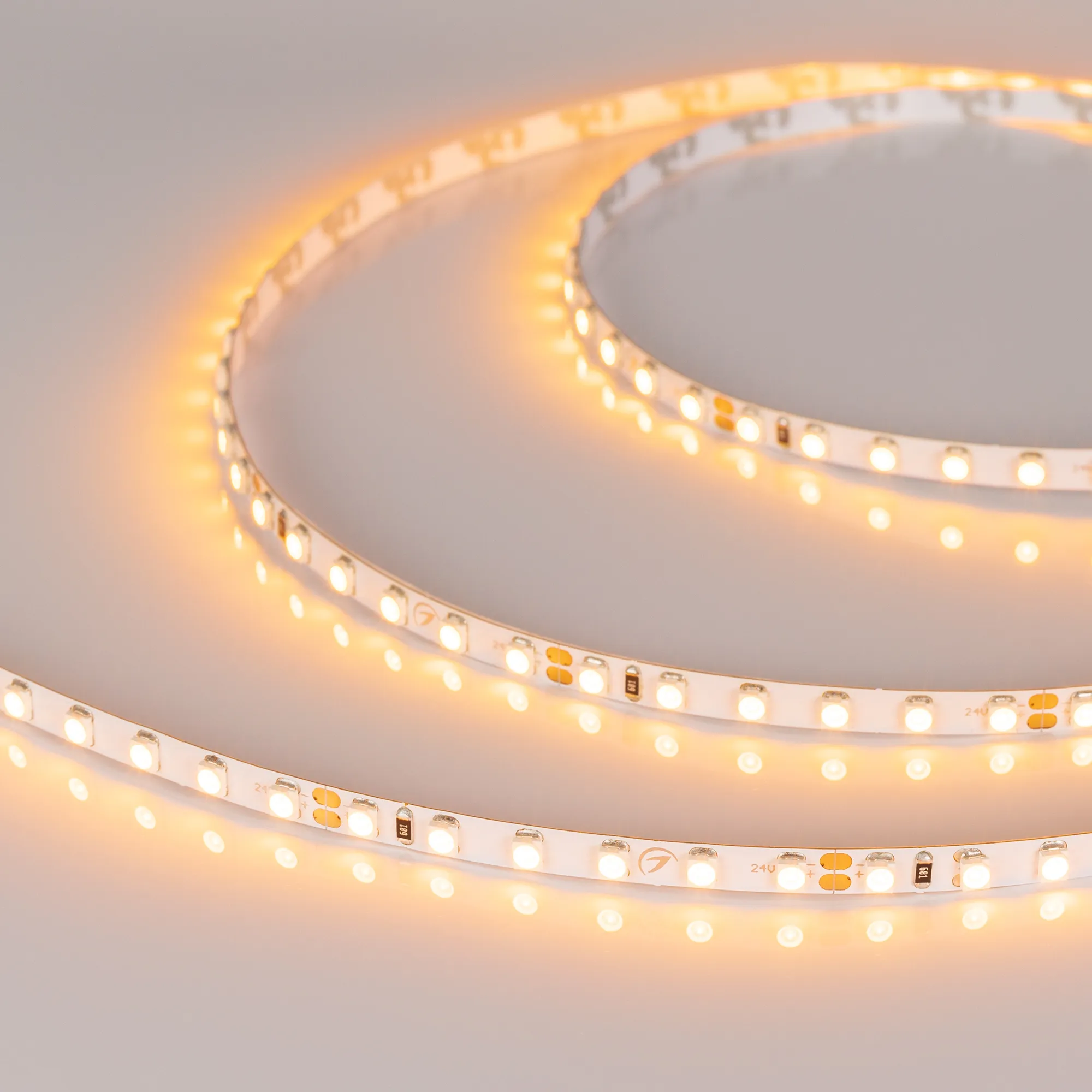 Лента светодиодная RT-A120-5mm 24V Yellow (9.6 W/m, IP20, 2835, 5m) (Arlight, узкая) - изображение товара