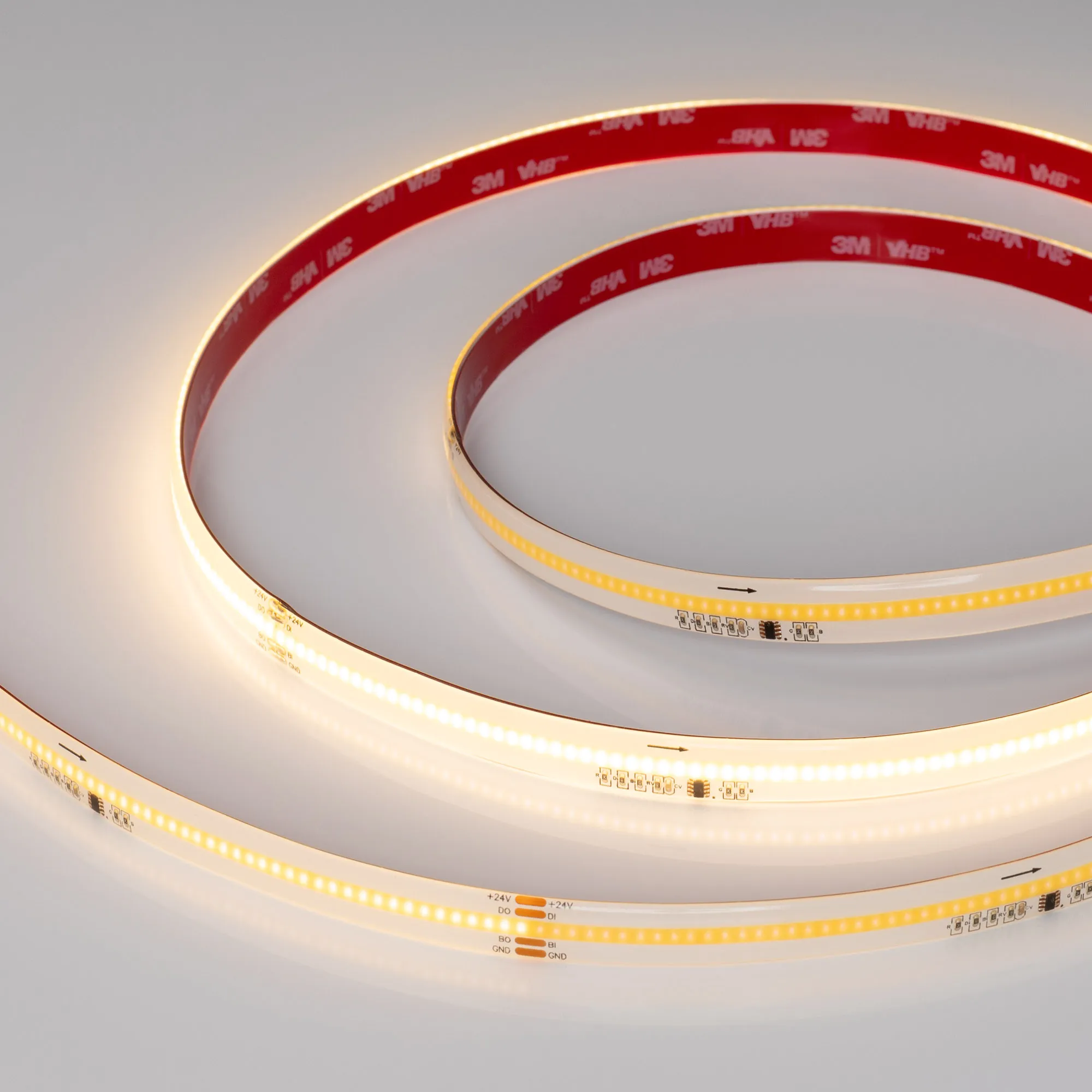 Лента светодиодная герметичная SPI-COB-SE-X378-12mm 24V Warm2700-PX63-BPT (7 W/m, IP65, 5m) (Arlight, бегущий огонь) - изображение товара