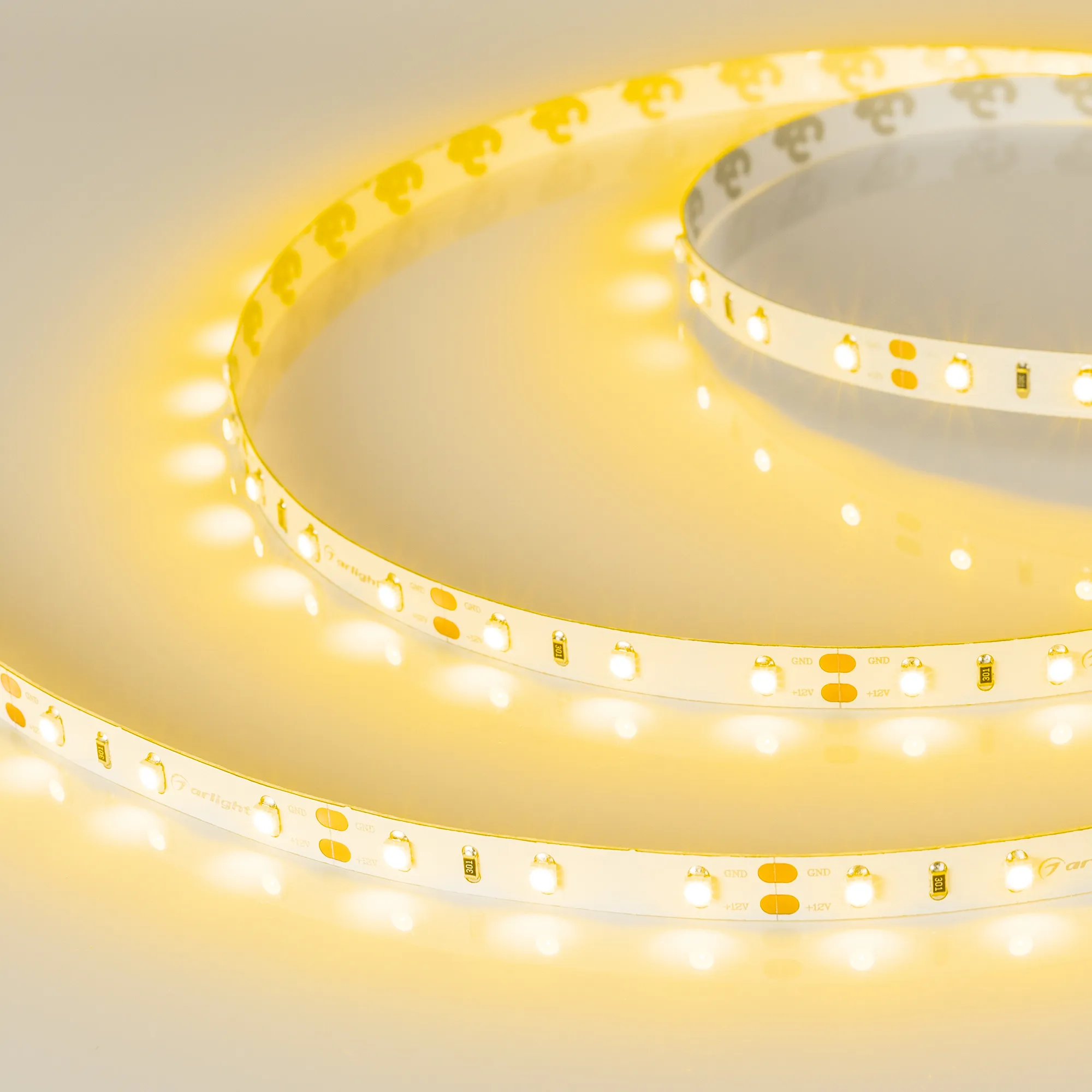Лента светодиодная RT-A60-8mm 12V Yellow (4.8 W/m, IP20, 2835, 5m) (Arlight, Открытый) - изображение товара
