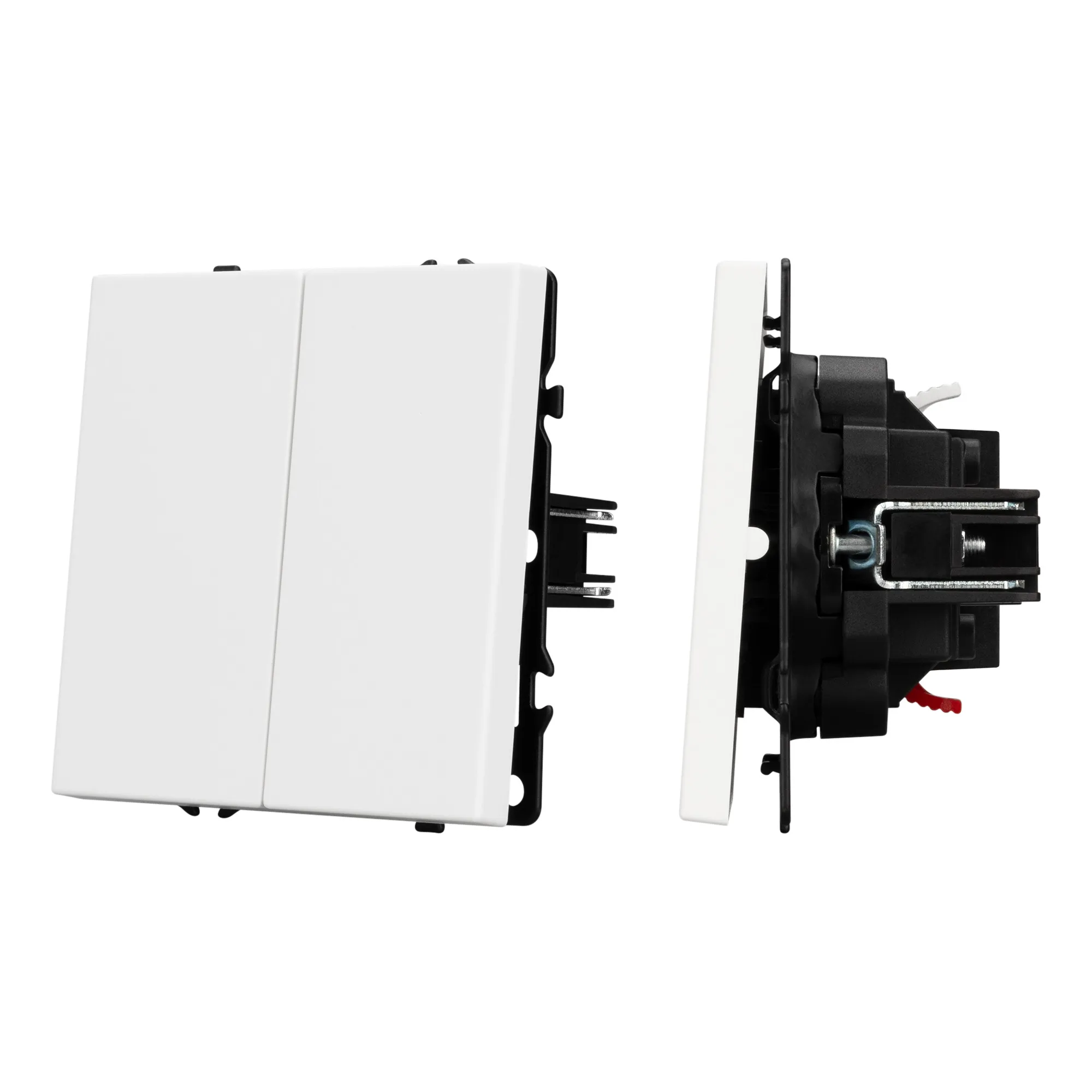 Механизм выключателя двухклавишный перекрёстный SWT-NOBE-MKX2-SFPL-WH (230V, 10A) (Arlight, Белый кварц)